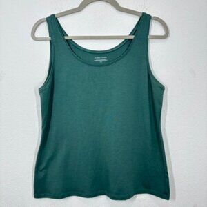 Eileen Fisher Size Medium Green Scoop Neck Layering Tank Organic Cotton‎ Stretch